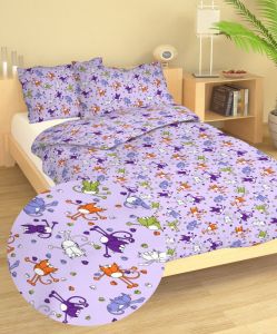 Českej výroby kvalitné detské bavlnené posteľné obliečky Mačky fialovej, | 1x 90/130, 1x 60/45