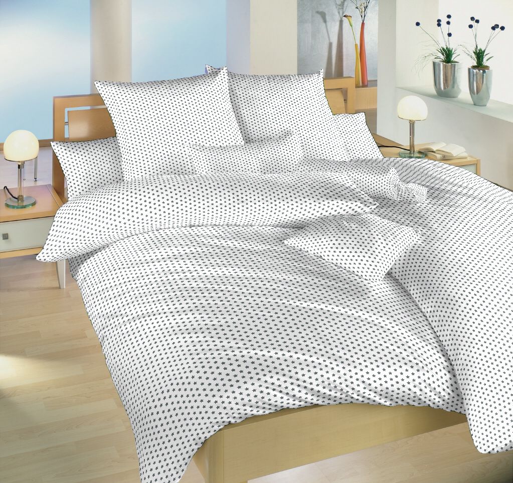 Českej výroby kvalitné bavlnené posteľné obliečky Hviezdička šedá na bielom, Dadka