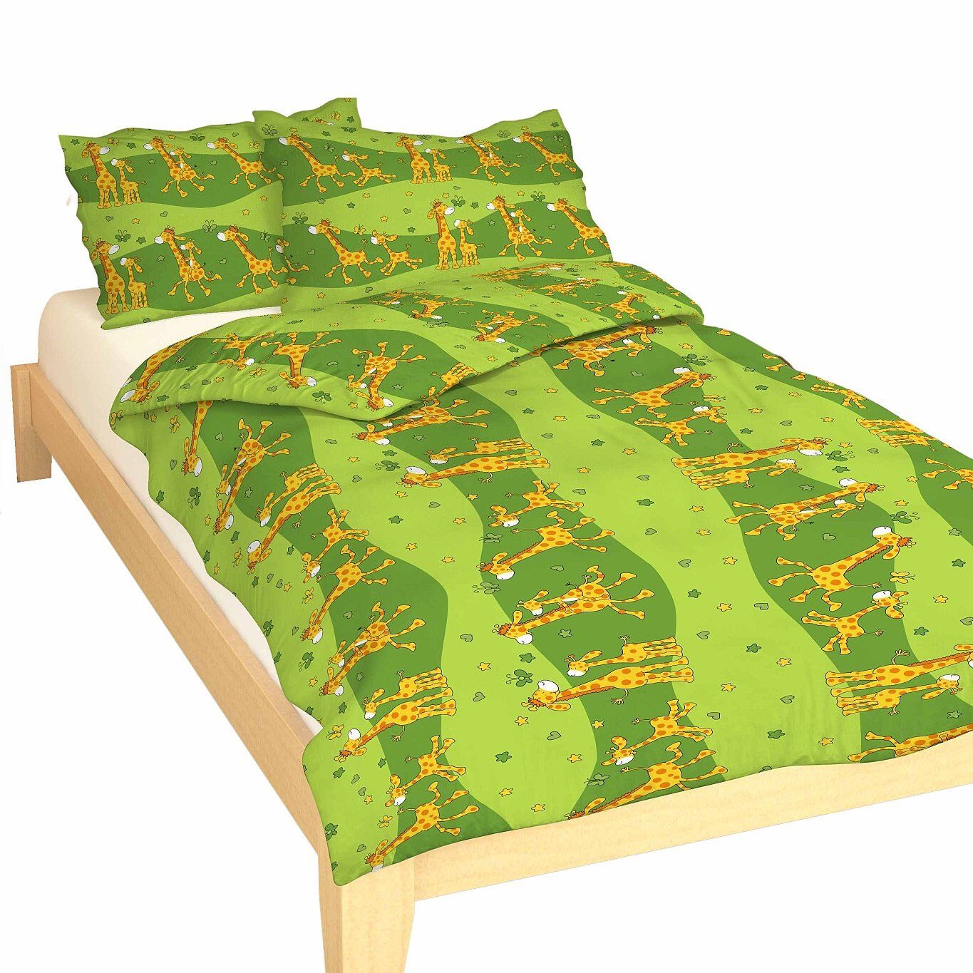 Na veľkú posteľ detské bavlnené posteľné obliečky Žirafa zelená, Dadka