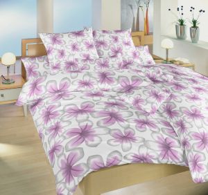 S kvetinovým motívom kvalitné flanelové posteľné obliečky Jablůnka ružová, | 240x200, 2x70x90 cm