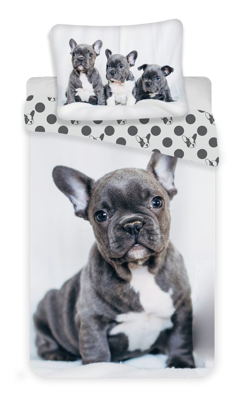 Obojstranné kvalitné bavlnené posteľné obliečky fototlač Bulldog, Jerry Fabrics