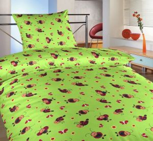 Detské krepové posteľné obliečky do postieľky Lienky zelenej, | 1x 90/130, 1x 60/45