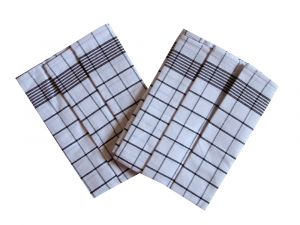 Z egyptskej bavlny kvalitné kuchynská utierka Negatív tmavo hnedá / biela - 3 ks, | rozmer 50x70 cm.