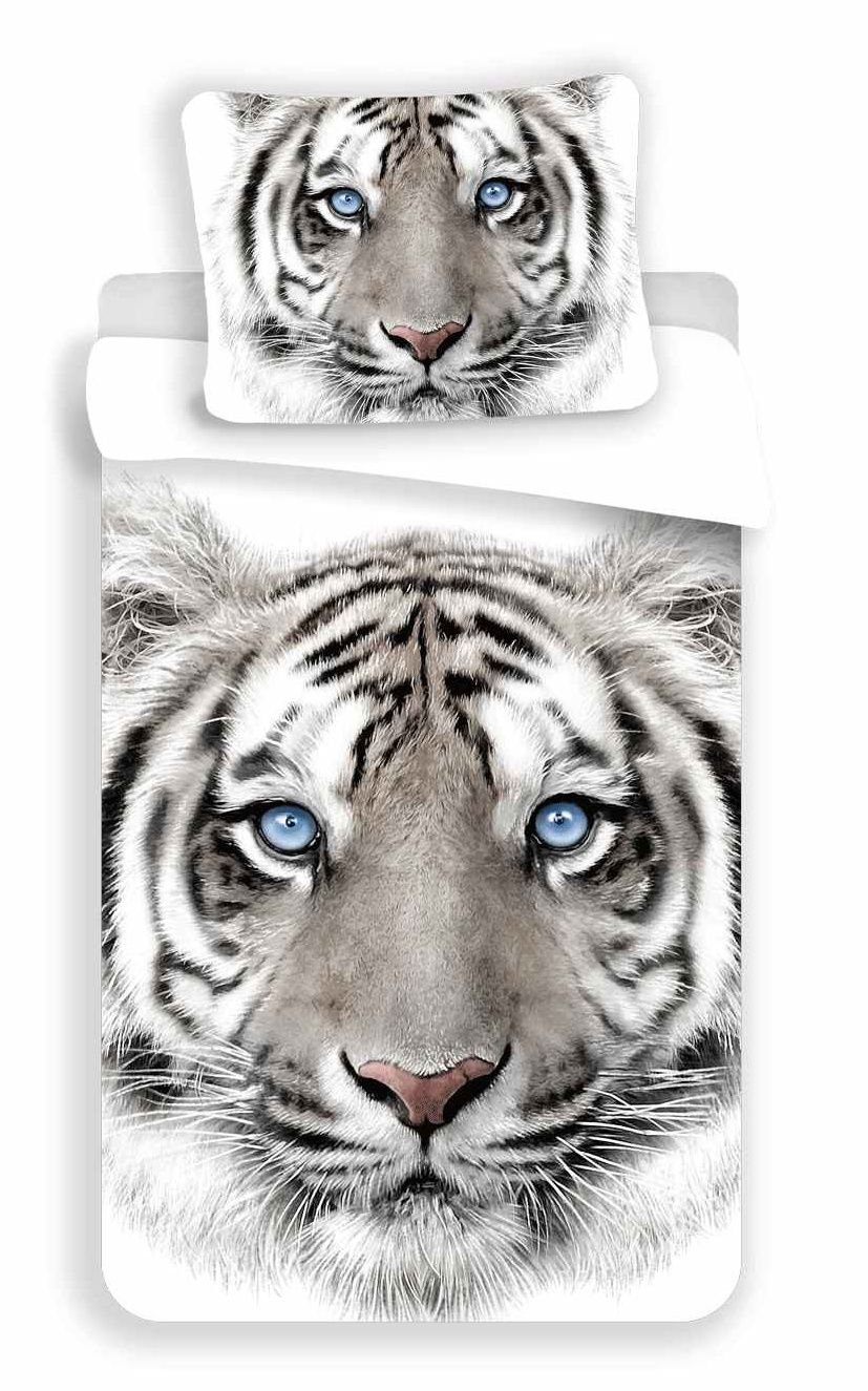 Bavlnené obliečky fototlač White Tiger s obrázkom tigra na bielom, Jerry Fabrics