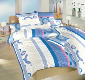 V kombinácii farieb bielej a modrej pekné krepové posteľné obliečky Lipo modré, | 140x220, 70x90 cm