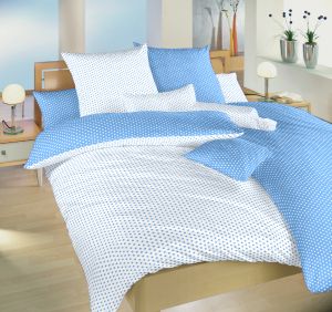 Obojstranné kvalitné bavlnené posteľné obliečky Hviezdička biela / svetlo modrá DUO, | 140x200, 70x90 cm