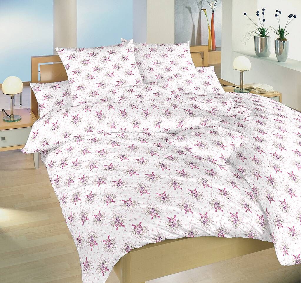 Jemný vzor na kvalitných bavlnených posteľných obliečkach Mašličky ružové, Dadka