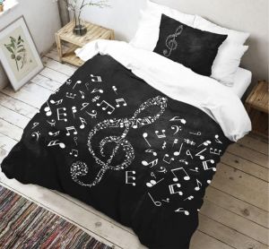 Bavlnené 3D obliečky s veľkým husľovým kľúčom a notami Musical, | 140x200, 70x90 cm