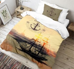 Bavlnené 3D obliečky s motívom krásne plachetnice a prístavu Voyage, | 140x200, 70x90 cm