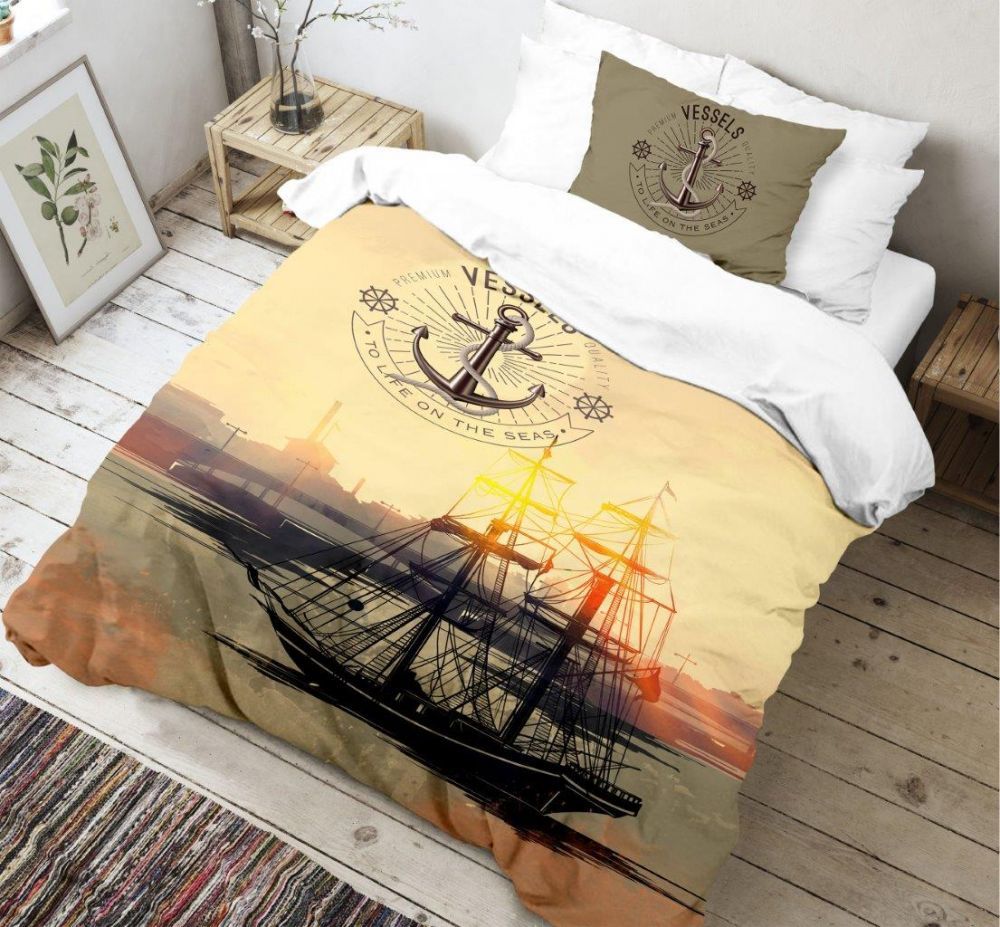 Bavlnené 3D obliečky s motívom krásne plachetnice a prístavu Voyage, Kvalitex