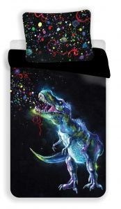Bavlnené obliečky fototlač Dinosaur Black na čiernom pozadí, | 140x200, 70x90 cm