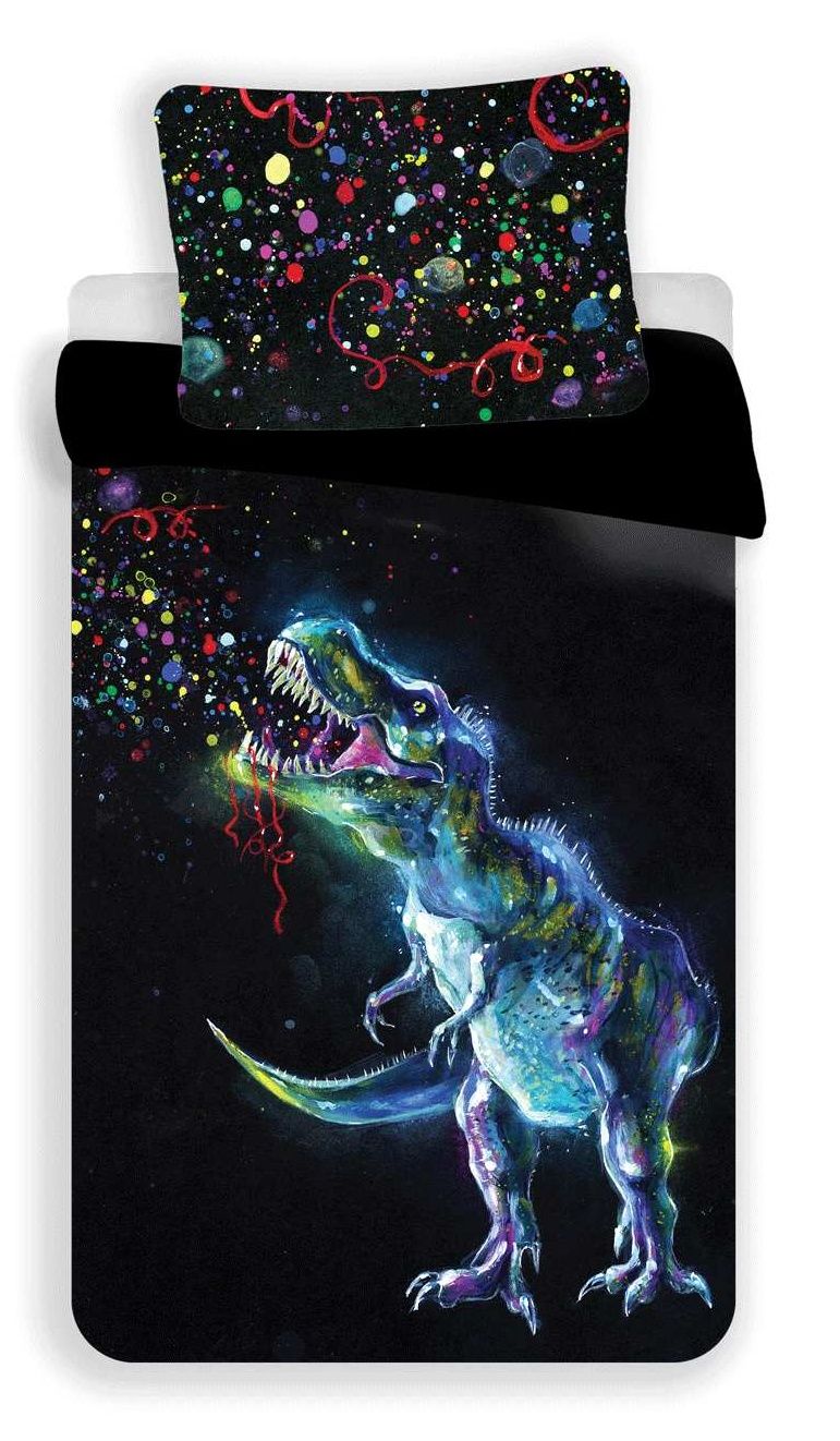 Bavlnené obliečky fototlač Dinosaur Black na čiernom pozadí, Jerry Fabrics