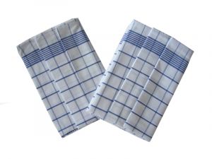 Do každej kuchyne kvalitné s kockami utierka Negatív egyptska bavlna vo farbe bielej / modrej, | rozmer 50x70 cm.