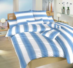 Bavlnené posteľné obliečky s modrými pruhmi Had modrý, | 140x200, 70x90 cm