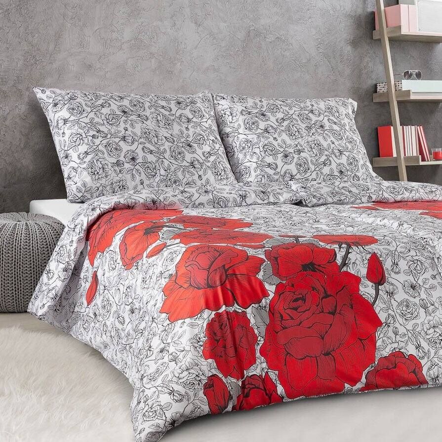 Luxusné saténové obliečky s nežehlivou úpravou Geon Červená ruža, Veba