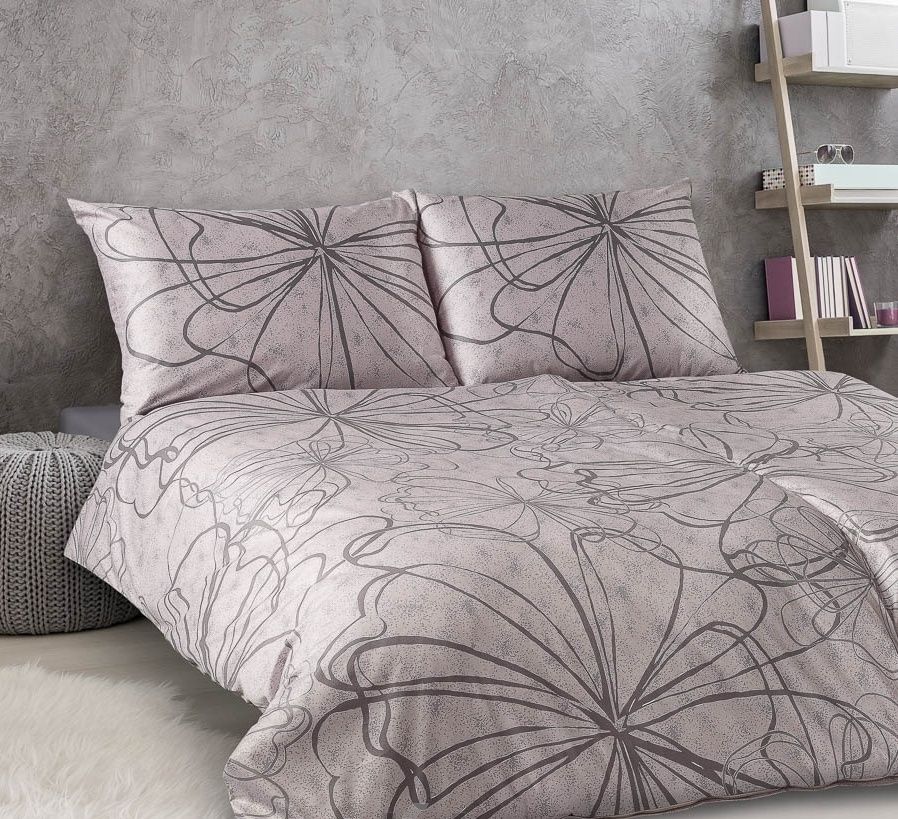 S atraktívnym kvetinovým vzorom damaškové posteľné obliečky Geon nordic variantov šedoružové, Veba