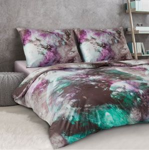 Luxusné obliečky z bavlneného saténu Geon Vesmír šedozelená, | 140x200, 70x90 cm