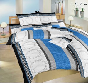 S praktickým zipsovým uzáverom kvalitné bavlnené posteľné obliečky Kružnica modrej, | 140x200, 70x90 cm