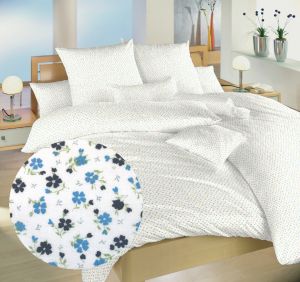 Motív kvetín a pruhov na kvalitnom bavlnenom posteľných obliečkach Kvetinky modrej, | 140x200, 70x90 cm, Obliečky bavlna Kvetinky modrej 140x220, 70x90 cm