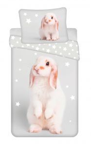 Bavlnené detské obliečky s obľúbeným králikom Bunny "Grey" | 140x200, 70x90 cm