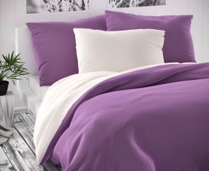 Obojstranné saténové posteľné obliečky LUXURY COLLECTION - svetlo fialovej a bielej farby, | 140x220, 70x90 cm