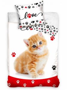 Bavlnené obliečky fototlač Zamilovaná mačička | 140x200, 70x90 cm