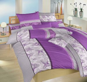 Krepové obliečky s jemným vzorom Medúza fialová | 140x200, 70x90 cm