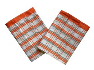 Extra savé bavlnené utierky kárované v oranžovej farbe | rozmer 50x70 cm.