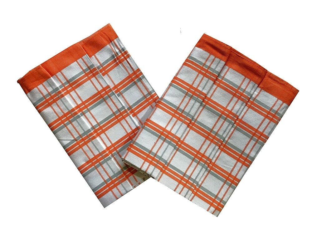 Extra savé bavlnené utierky kárované v oranžovej farbe Svitap