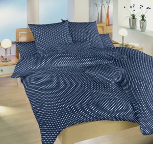 S motívom bodiek kvalitné bavlnené posteľné obliečky Bodky biely na tmavo modrom, | 140x200, 70x90 cm