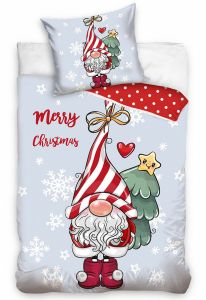 Detské bavlnené obliečky s Vianočným motívom Škriatok, | 140x200, 70x90 cm