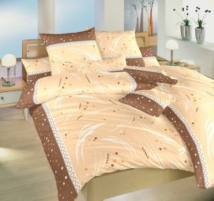 Nugátové hnedé posteľné krepové obliečky s jemným vzorom Galaxie, | 140x200, 70x90 cm