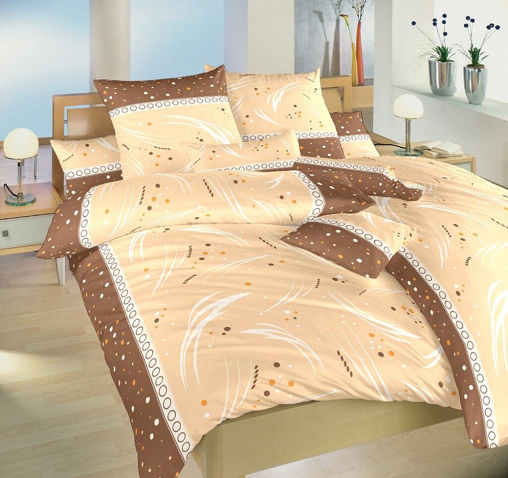Nugátové hnedé posteľné krepové obliečky s jemným vzorom Galaxie, Dadka