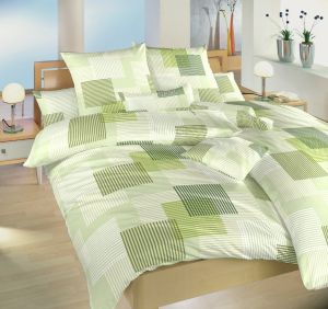 Krepové obliečky s motívom štvorcov Patrik zelený, | 140x200, 70x90 cm