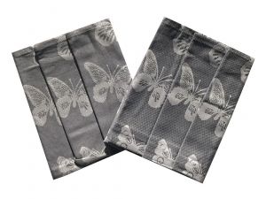 Bavlnená utierka extra savá s motýľmi v šedej farbe | rozmer 50x70 cm.