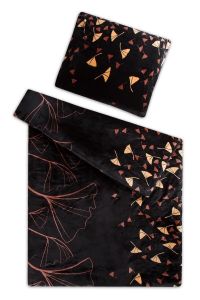 Hrejivé mikroflanelové posteľné obliečky Ginkgo čierne, | 140x200, 70x90 cm