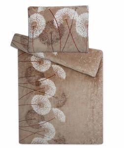Mikroflanelové obliečky s kvetinami, Púpava čokoláda svetlá | 140x200, 70x90 cm