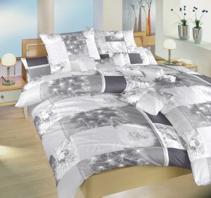 Kvalitná saténová posteľná bielizeň s nežehlivou úpravou Púpavy 3D sivé, | 140x200, 70x90 cm, 140x220, 70x90 cm, 240x200, 2x70x90 cm