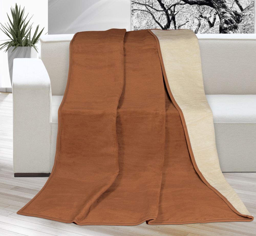 Akrylová deka Kira jednofarebná - hnedá/béžová, Kvalitex