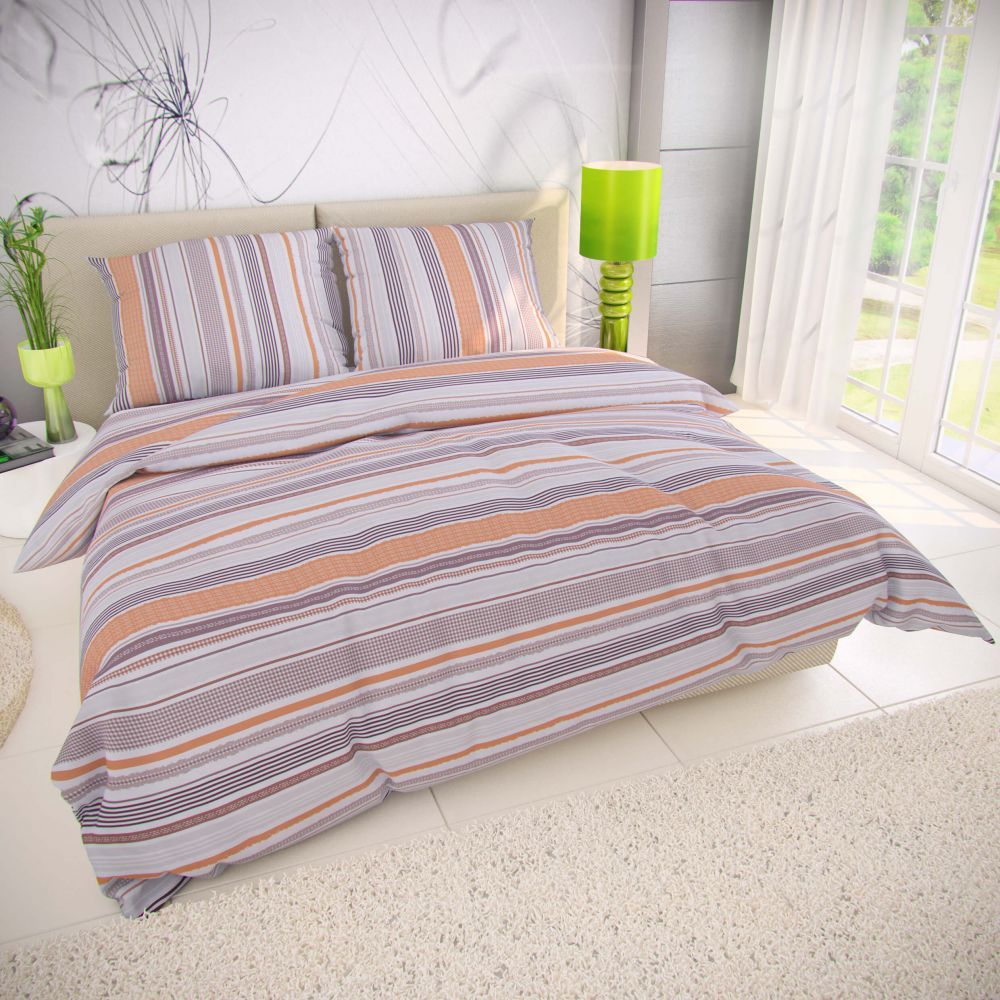 Bavlnené posteľné obliečky s motívom prúžkov Venta béžová, Kvalitex