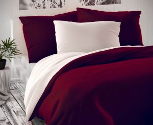 Kvalitné saténové obojstranné posteľné obliečky LUXURY COLLECTION - vínovej / biele, | 140x220, 70x90 cm