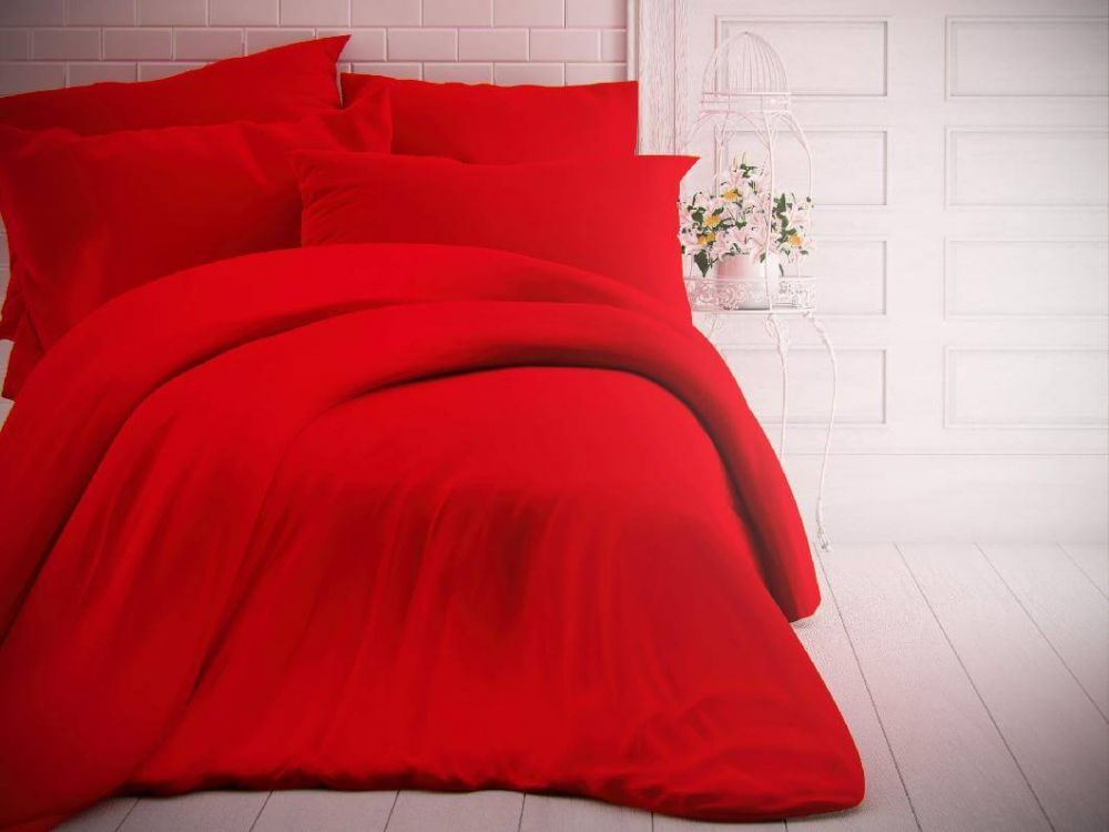 Jednofarebné bavlnené obliečky červené farby, Kvalitex