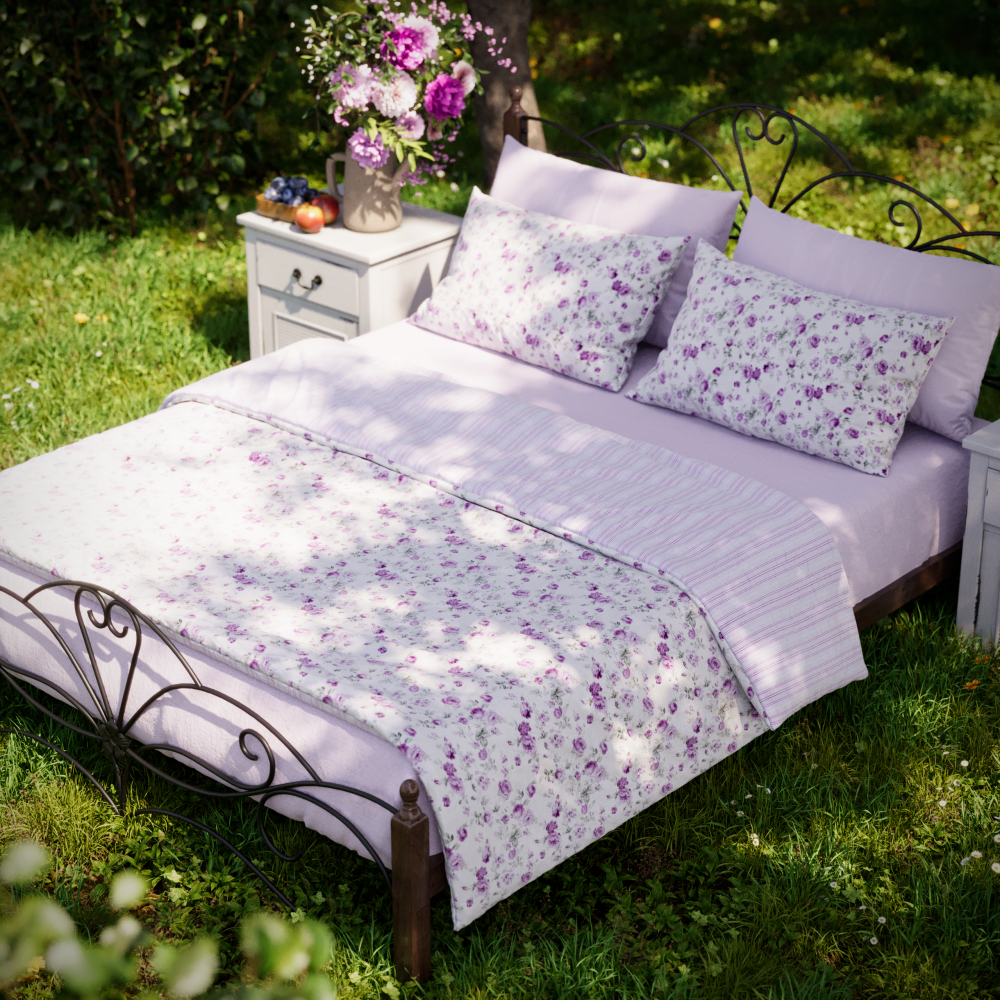 S kvetinovým motívom bavlnené posteľné obliečky PROVENCE COLLECTION VIENTO růžové, Kvalitex